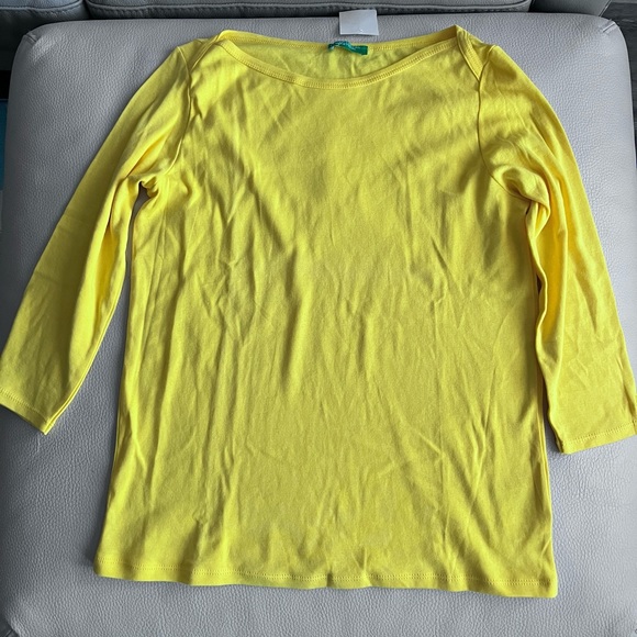 United Colors of Benetton Women’s Boat Neck 3/4 Long Sleeve Tee - Size L - Picture 2 of 7